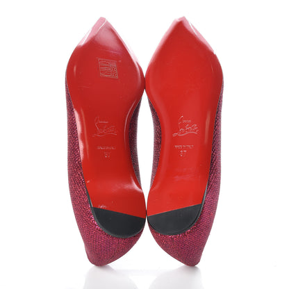 Christian Louboutin Glitter Veau Velours Heart Embellished Coramia Point Toe Flats 37 Cassis 5 of 8