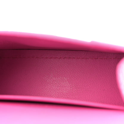 Balenciaga Shiny Calfskin Crocodile Embossed Hourglass Top Handle Bag Mini with Chain Neon Pink 5 of 13