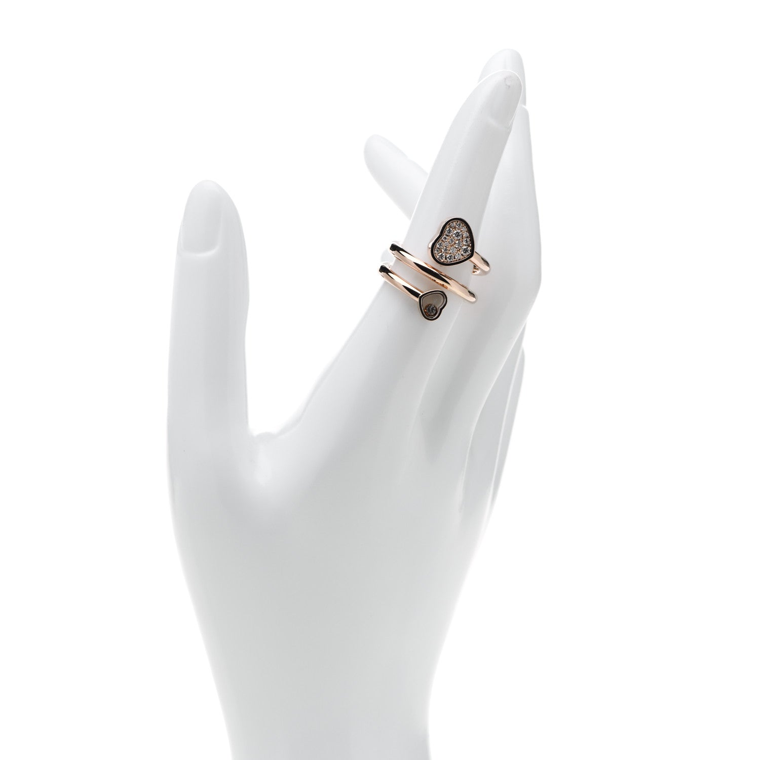 Chopard 18K Rose Gold Diamond Pave Happy Hearts Twist Ring 53 6.25 2 of 8