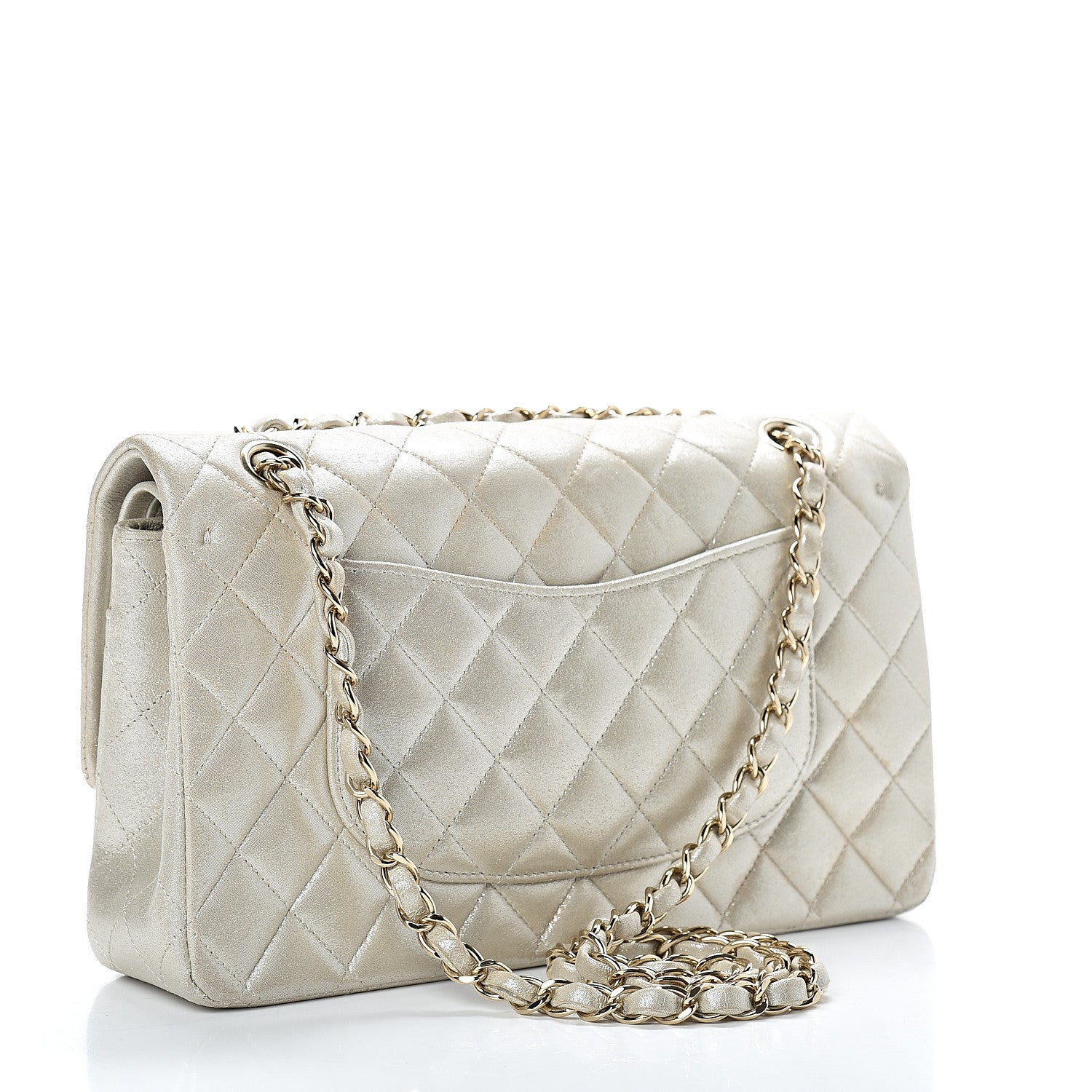 Chanel Iridescent Calfskin Quilted Medium Double Flap Light Gold 2 of 10