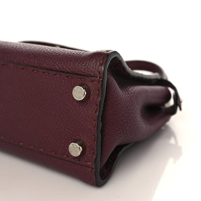 Fendi Cuoio Romano Selleria Bi-Color Mini Peekaboo Iconic Satchel Bordeaux Grigio Polvere 9 of 9