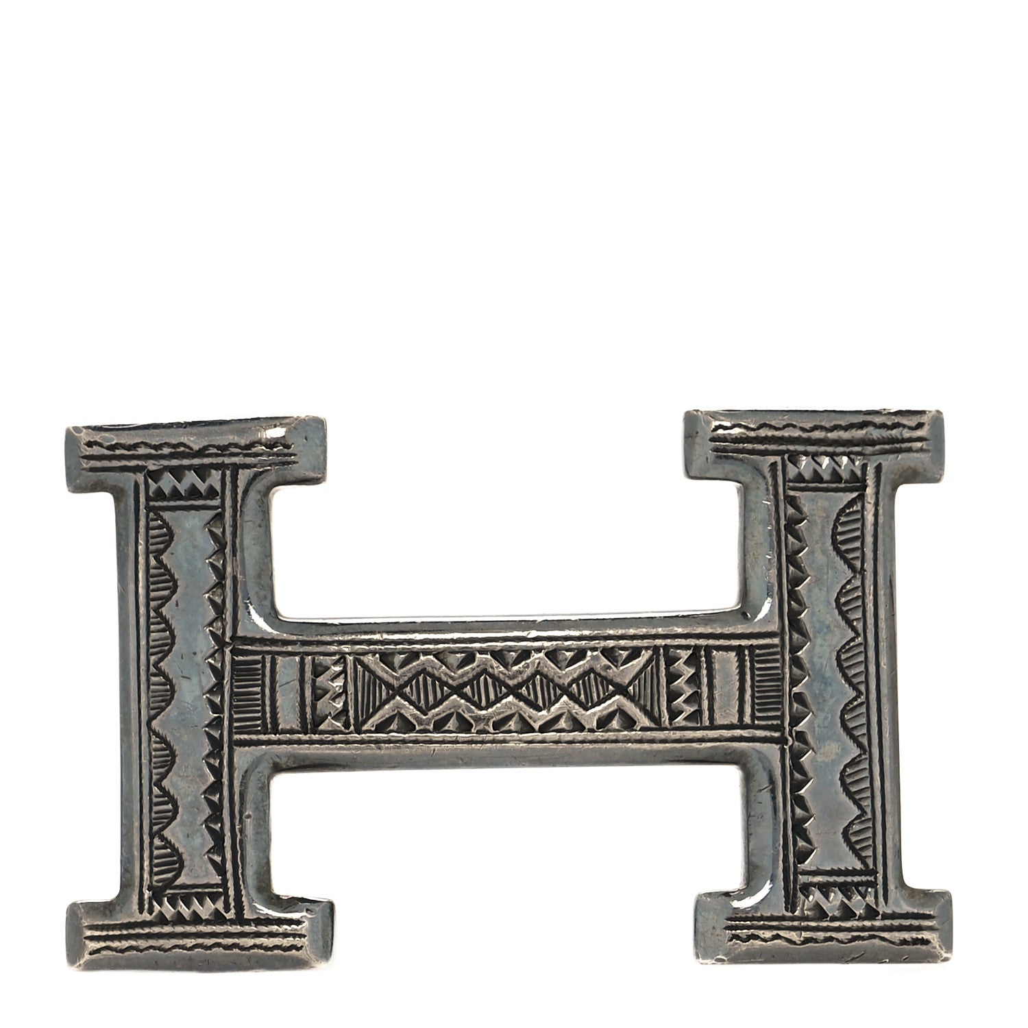 Hermes Sterling Silver Touareg 32mm H Belt Buckle 1 of 3