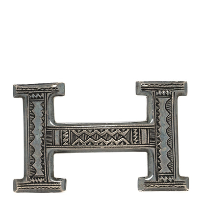 Hermes Sterling Silver Touareg 32mm H Belt Buckle 1 of 3