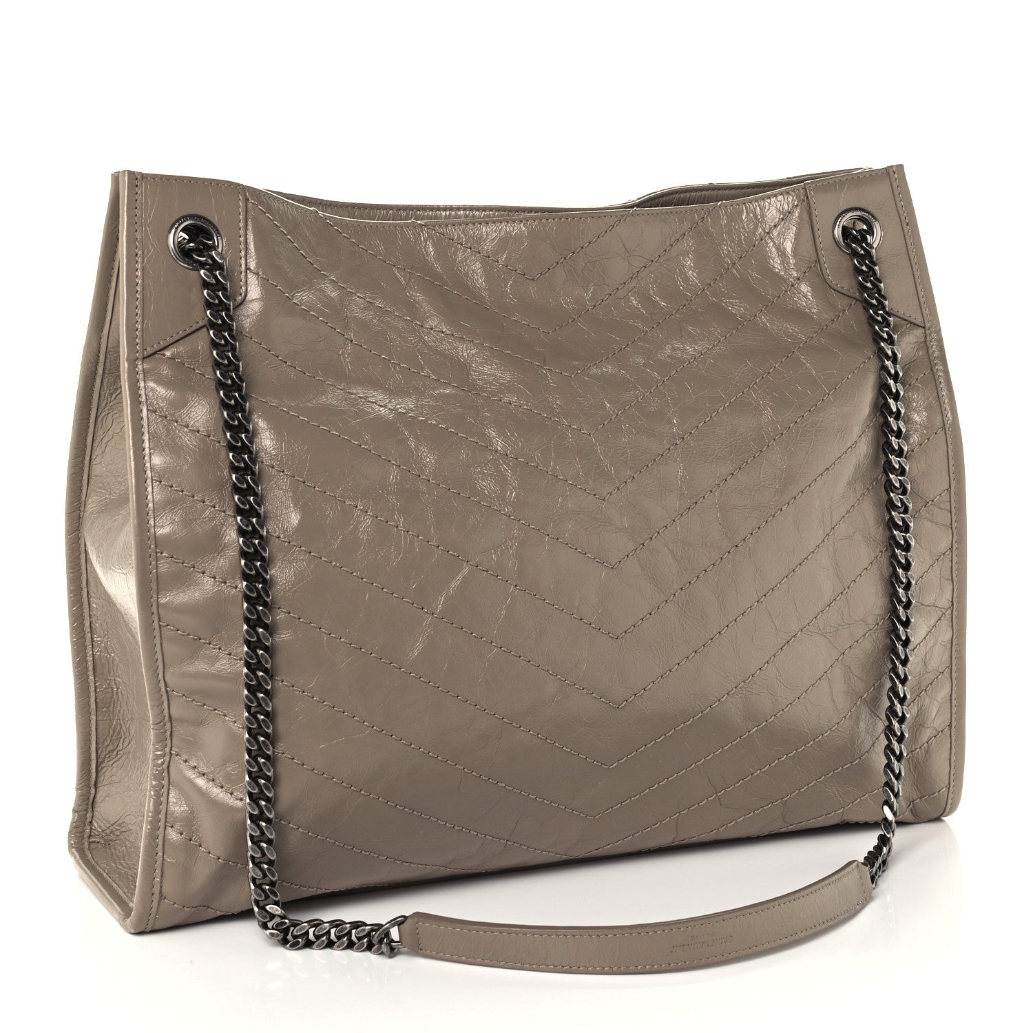 Saint Laurent Crinkled Calfskin Matelasse Monogram Large Niki Shopper Tote Dusty Grey 3 of 13