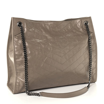 Saint Laurent Crinkled Calfskin Matelasse Monogram Large Niki Shopper Tote Dusty Grey 3 of 13