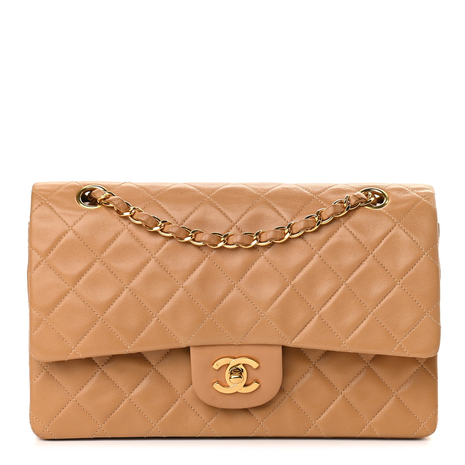 Chanel Lambskin Quilted Medium Double Flap Beige 1 of 9