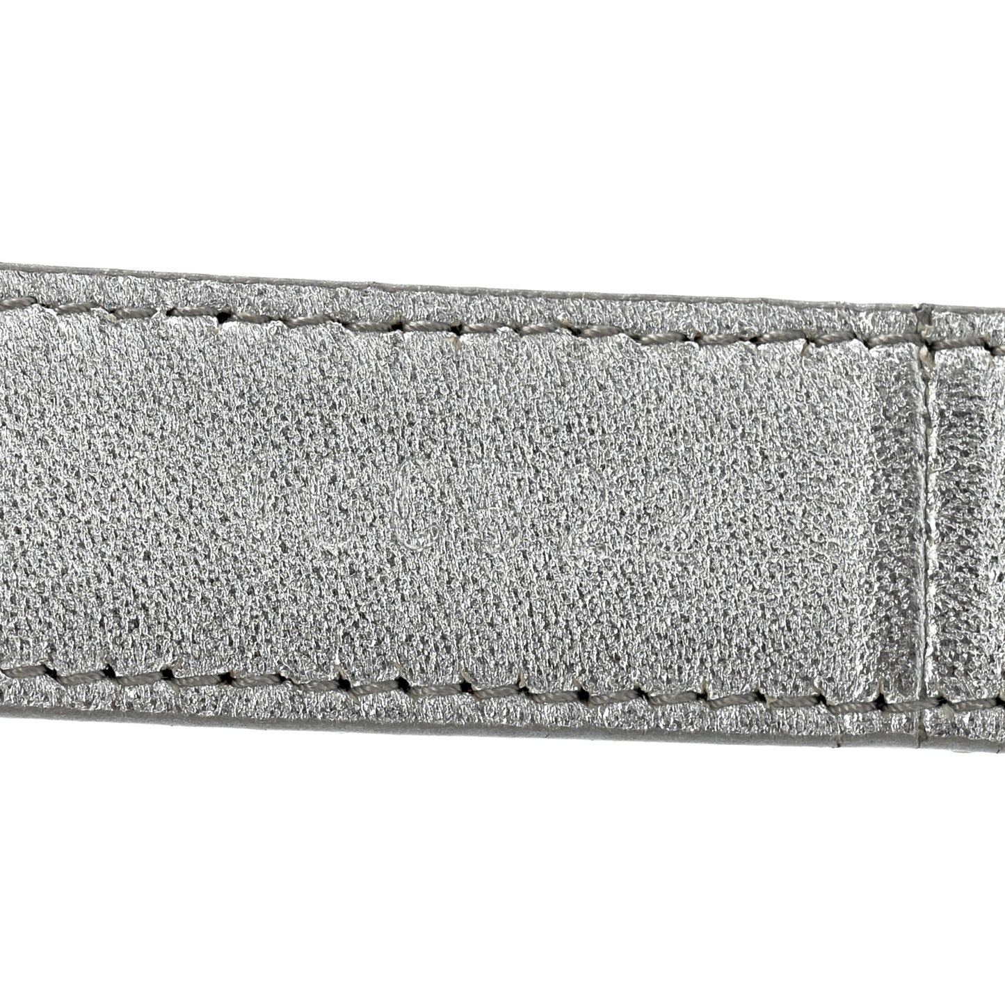 Metallic Brushed Calfskin Triangle Logo Belt 75 30 Weiss