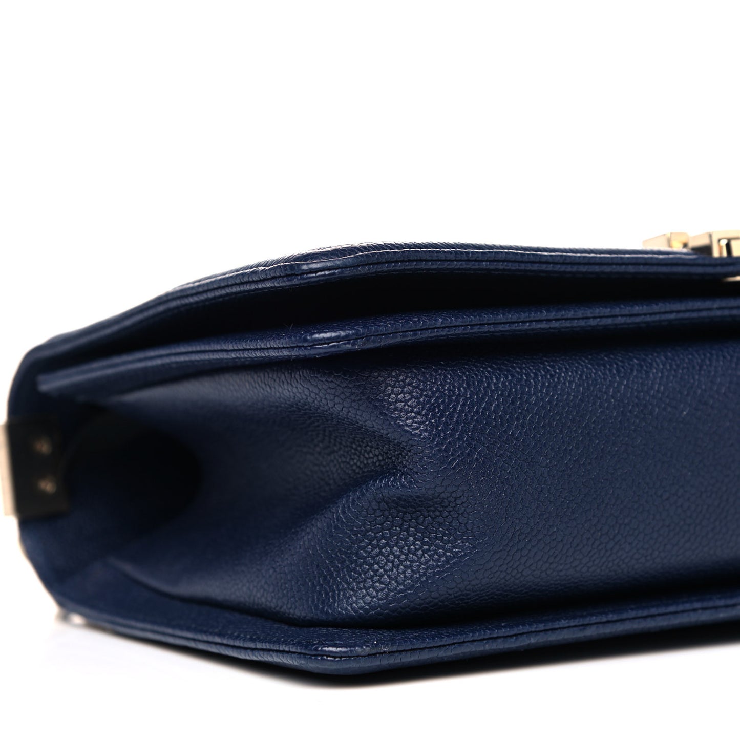 Caviar Chevron Quilted Medium Boy Flap Navy