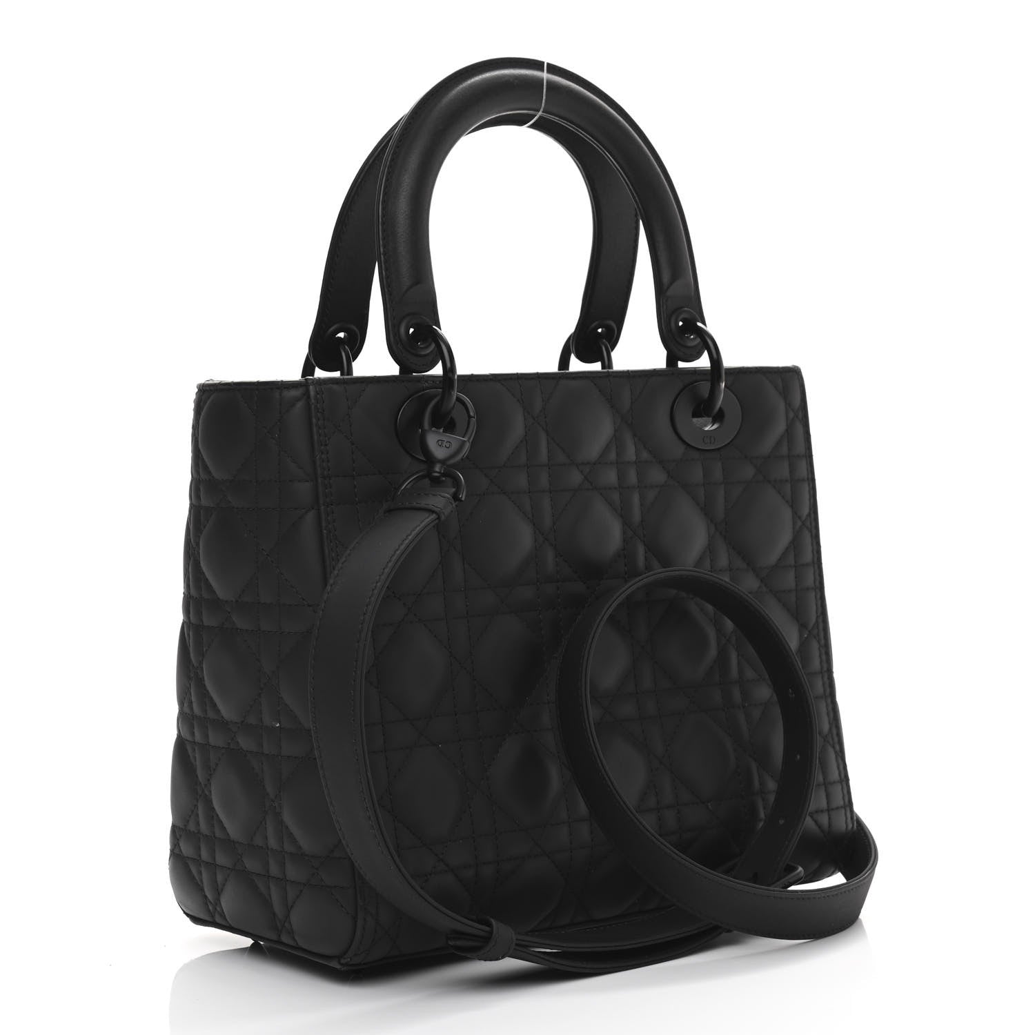 Christian Dior Ultra Matte Calfskin Cannage Medium Lady Dior Black 3 of 11
