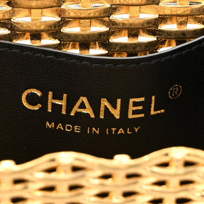 Chanel Woven Metal Lambskin Quilted Small Flap Black Gold 6 of 11