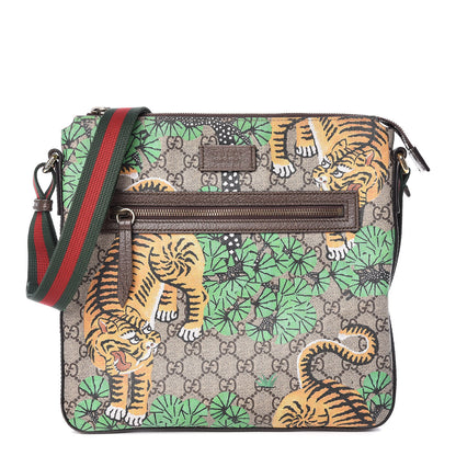 Gucci GG Supreme Monogram Bengal Web Medium Flat Messenger Beige Yard 1 of 13