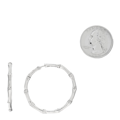 John Hardy Sterling Silver 35mm Bamboo Hoop Earrings 2 of 4