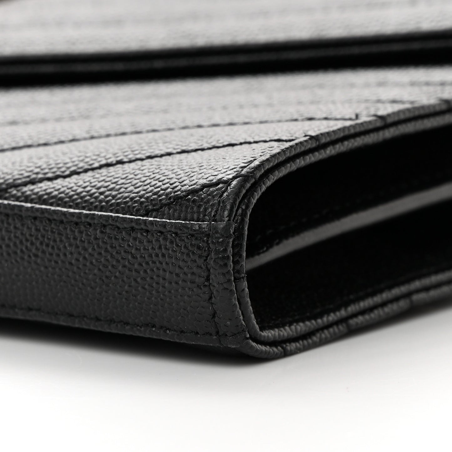 Grain De Poudre Matelasse Chevron Monogram Chain Wallet Black