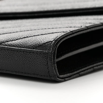 Saint Laurent Grain De Poudre Matelasse Chevron Monogram Chain Wallet Black 10 of 17