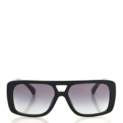 Chanel Acetate Crystal CC Pilot Sunglasses 71666 Black 2 of 7
