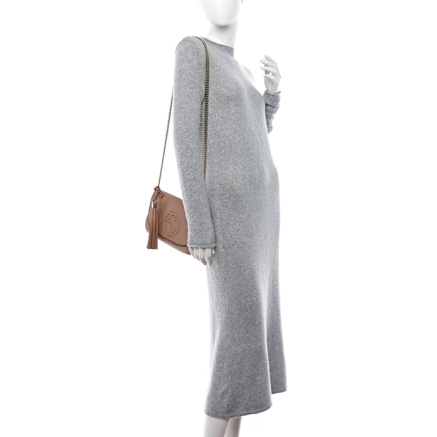 Pebbled Calfskin Medium Soho Flap Crossbody Camelia