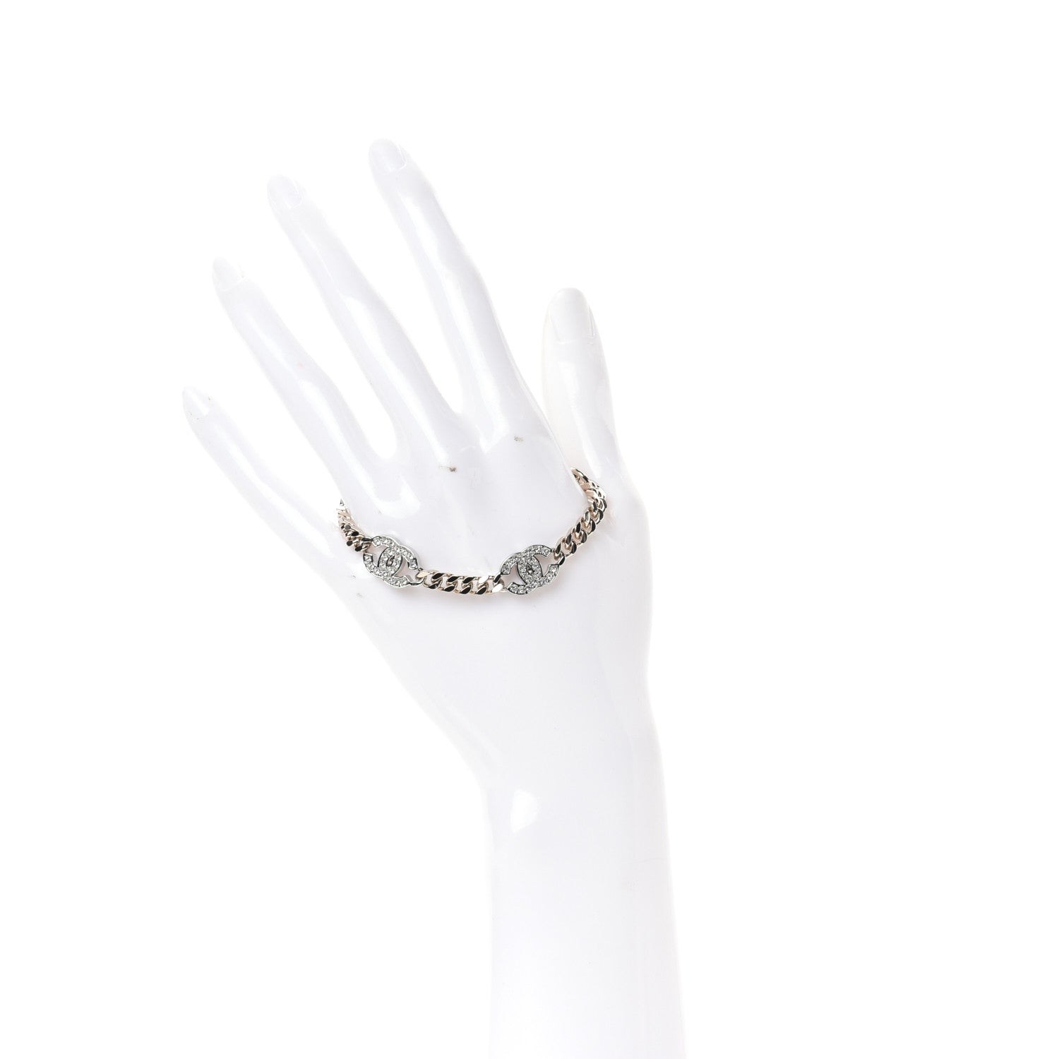 Chanel Crystal CC Chain Bracelet Gold Silver 2 of 4