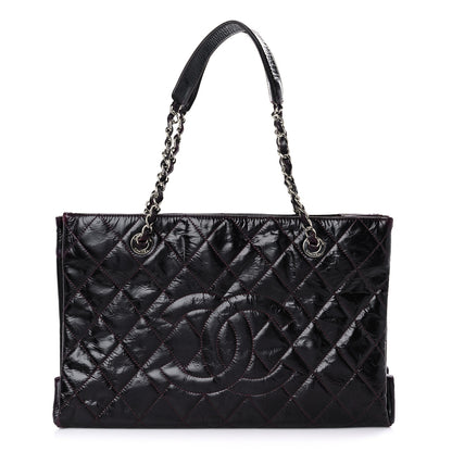 Chanel Patent Quilted Accordion Tote Burgundy 1 of 19