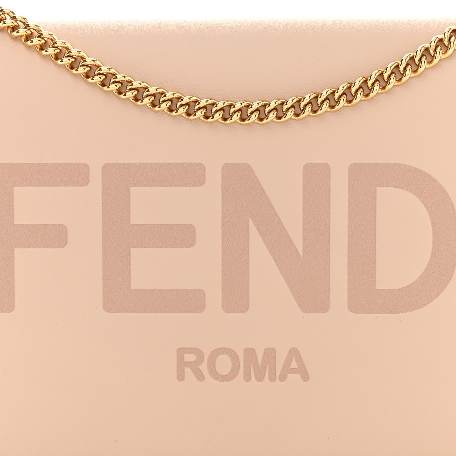 Fendi Vitello King Tamponato Logo Embossed Medium Wallet On Chain Poudre 10 of 12