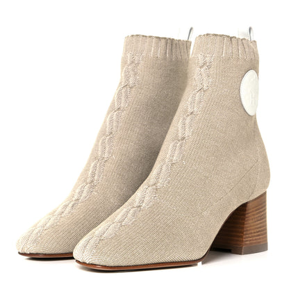 Hermes Knit Calfskin Volver 60 Ankle Boots 35 Nocciola 3 of 12