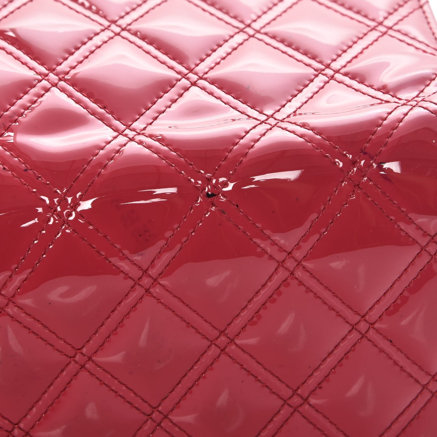 Patent Calfskin Quilted Double Stitch Yen Wallet Pink