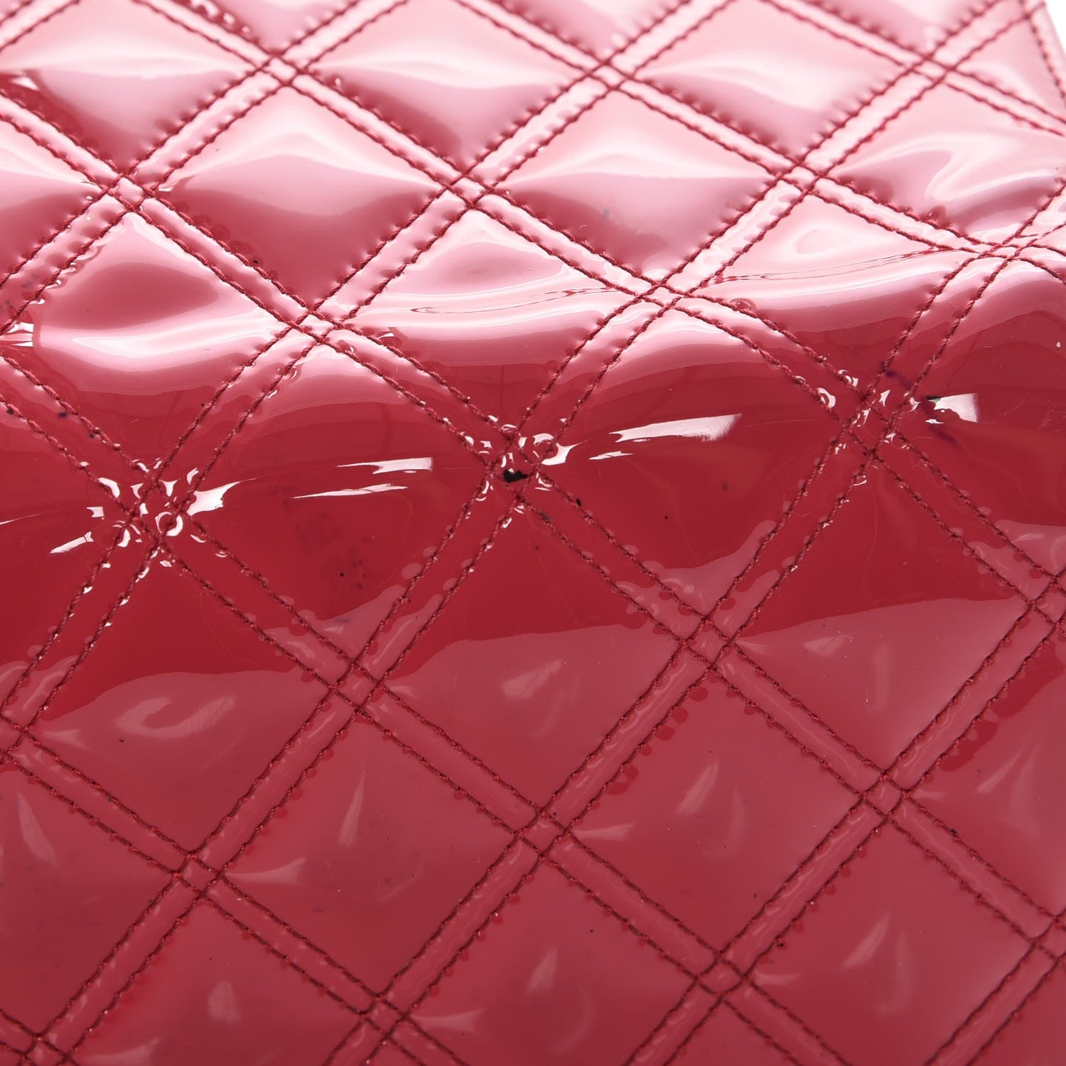 Chanel Patent Calfskin Quilted Double Stitch Yen Wallet Pink 11 of 12
