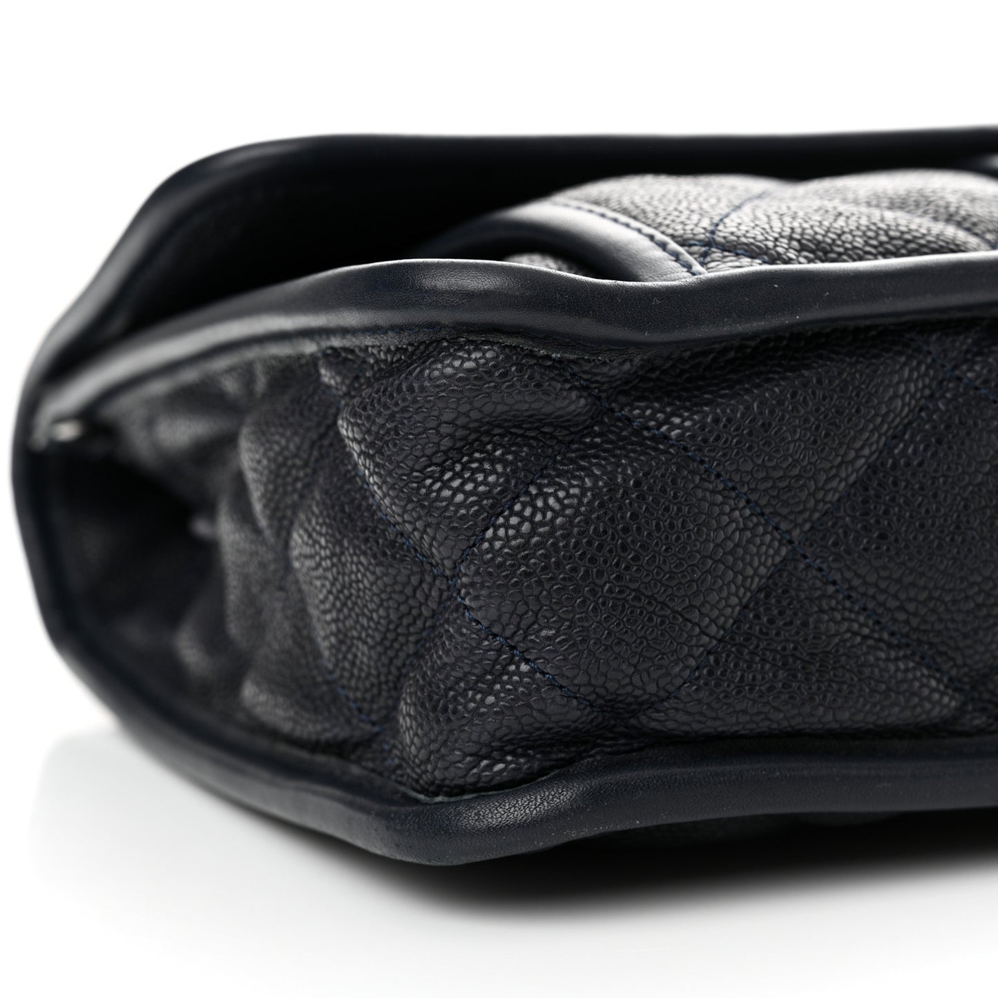 Caviar Quilted Large French Riviera Flap Navy Blue