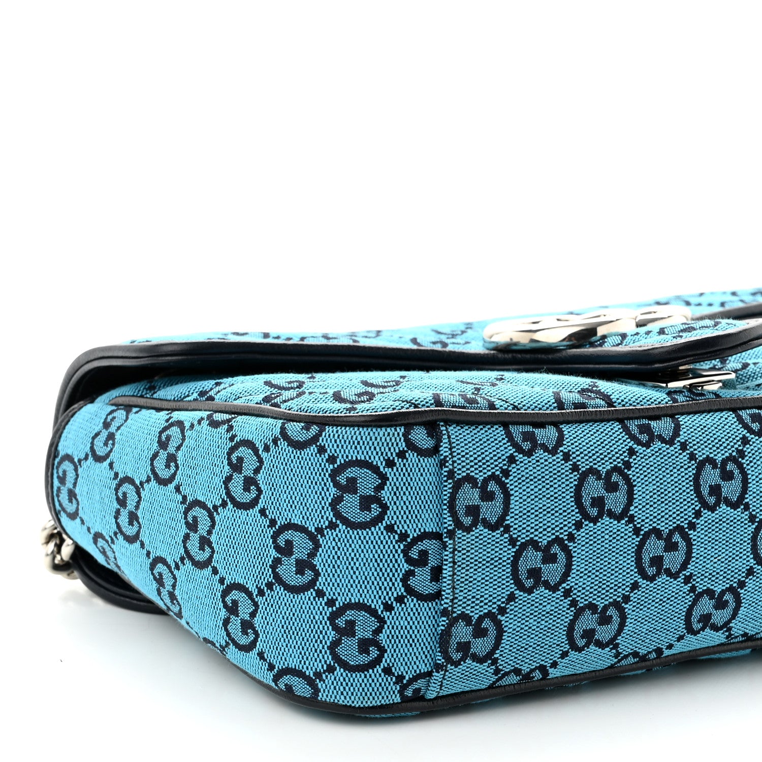 Gucci Monogram Multicolor Matelasse Diagonal Small GG Marmont Shoulder Bag Light Blue 9 of 10