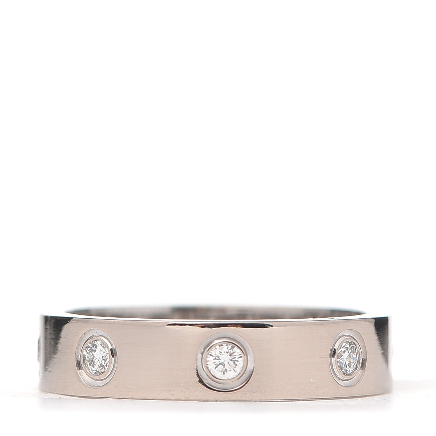 18K White Gold 8 Diamond 4mm Wedding Band LOVE Ring 49 4.75