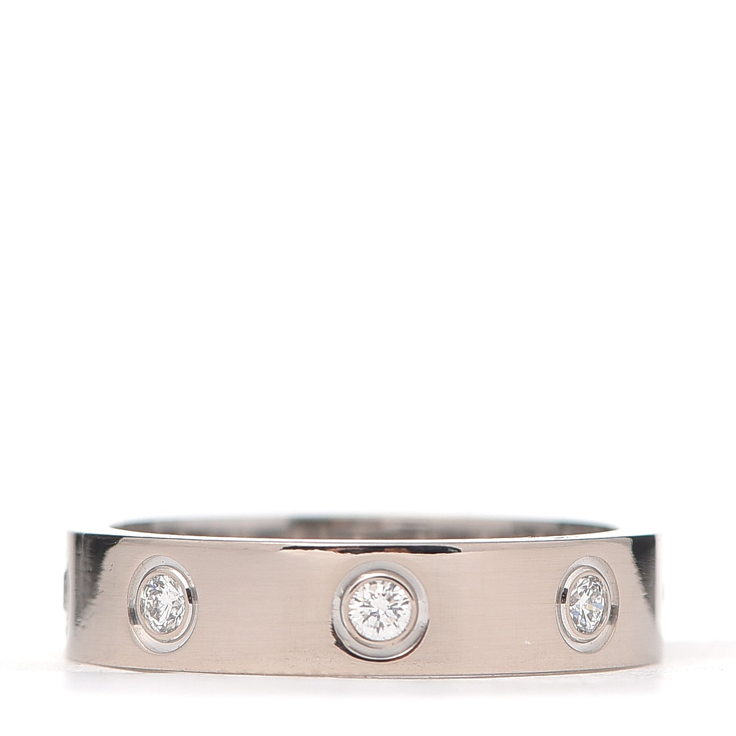 Cartier 18K White Gold 8 Diamond 4mm Wedding Band LOVE Ring 49 4.75 3 of 5