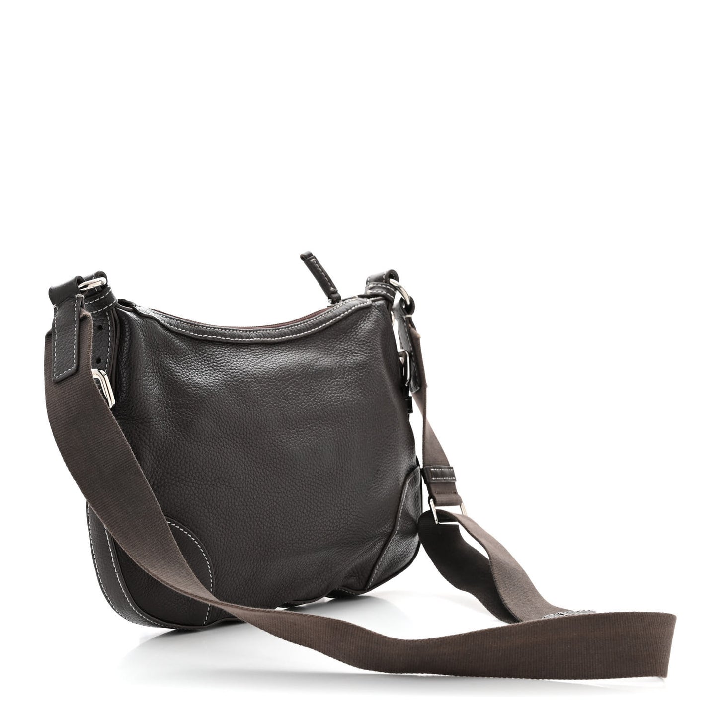 Vitello Daino Embossed Logo Shoulder Bag Caffe