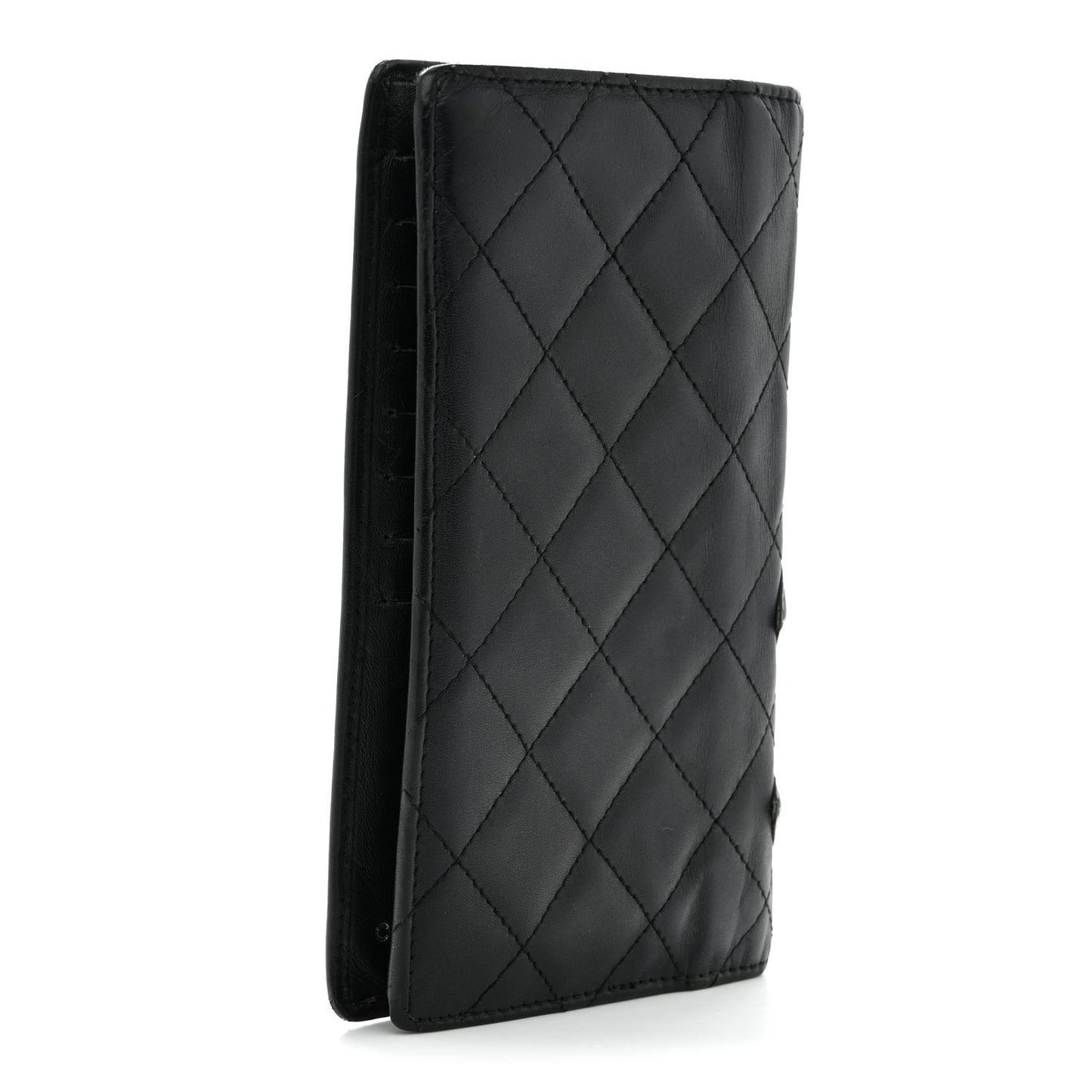 Calfskin Quilted Cambon Yen Wallet Black