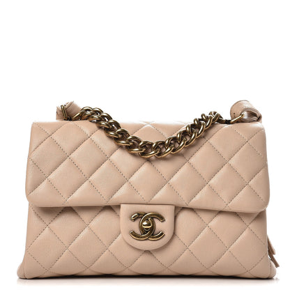 Chanel Shiny Sheepskin Quilted Small Trapezio Flap Beige 1 of 8