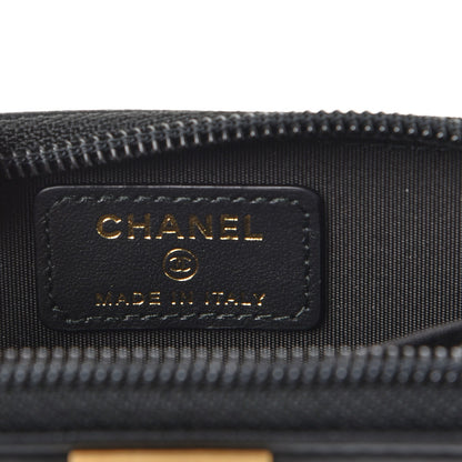 Chanel Caviar Quilted Boy Zip Around Coin Purse Wallet Black 6 of 8