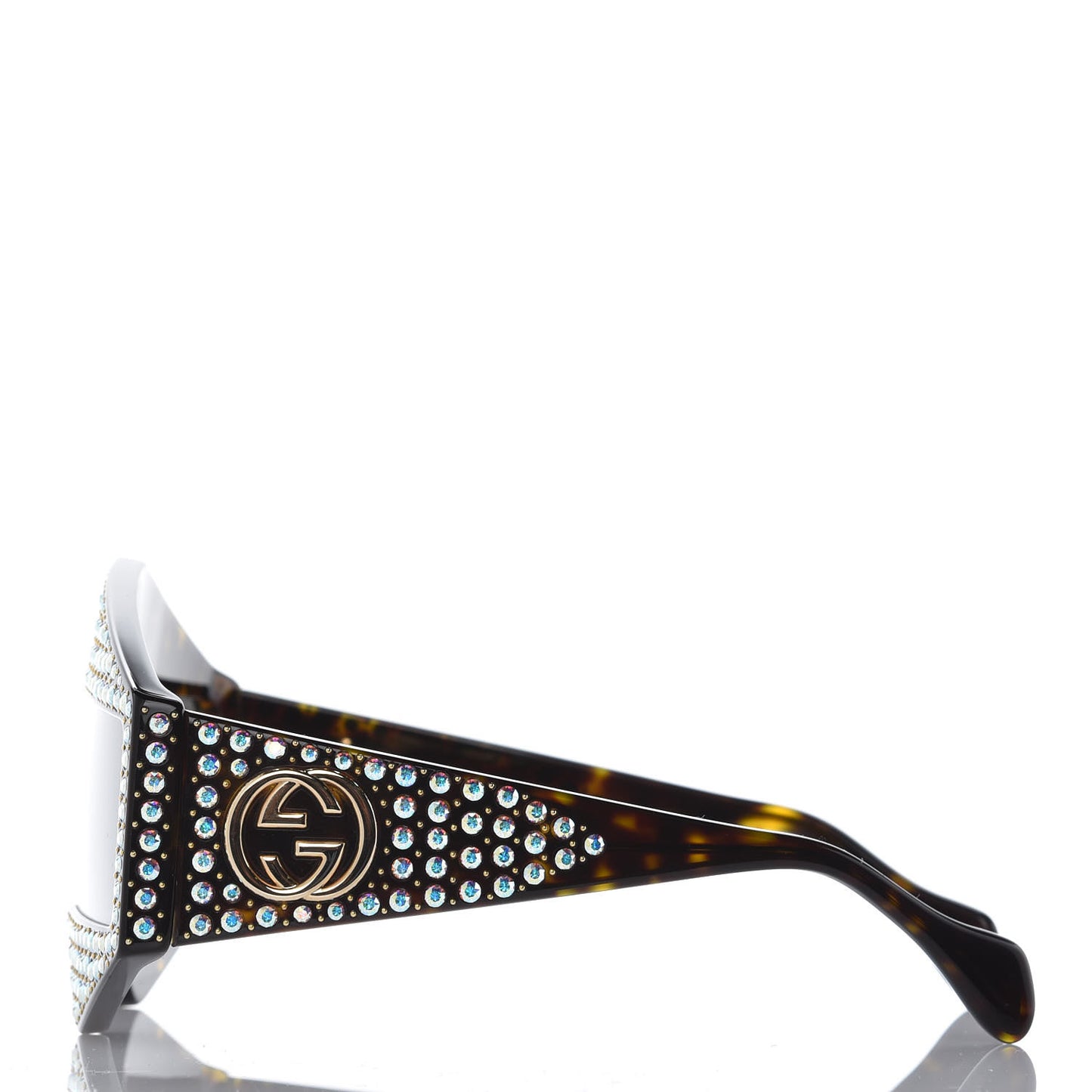 Crystal Rectangular Frame Sunglasses GG0357S Tortoiseshell