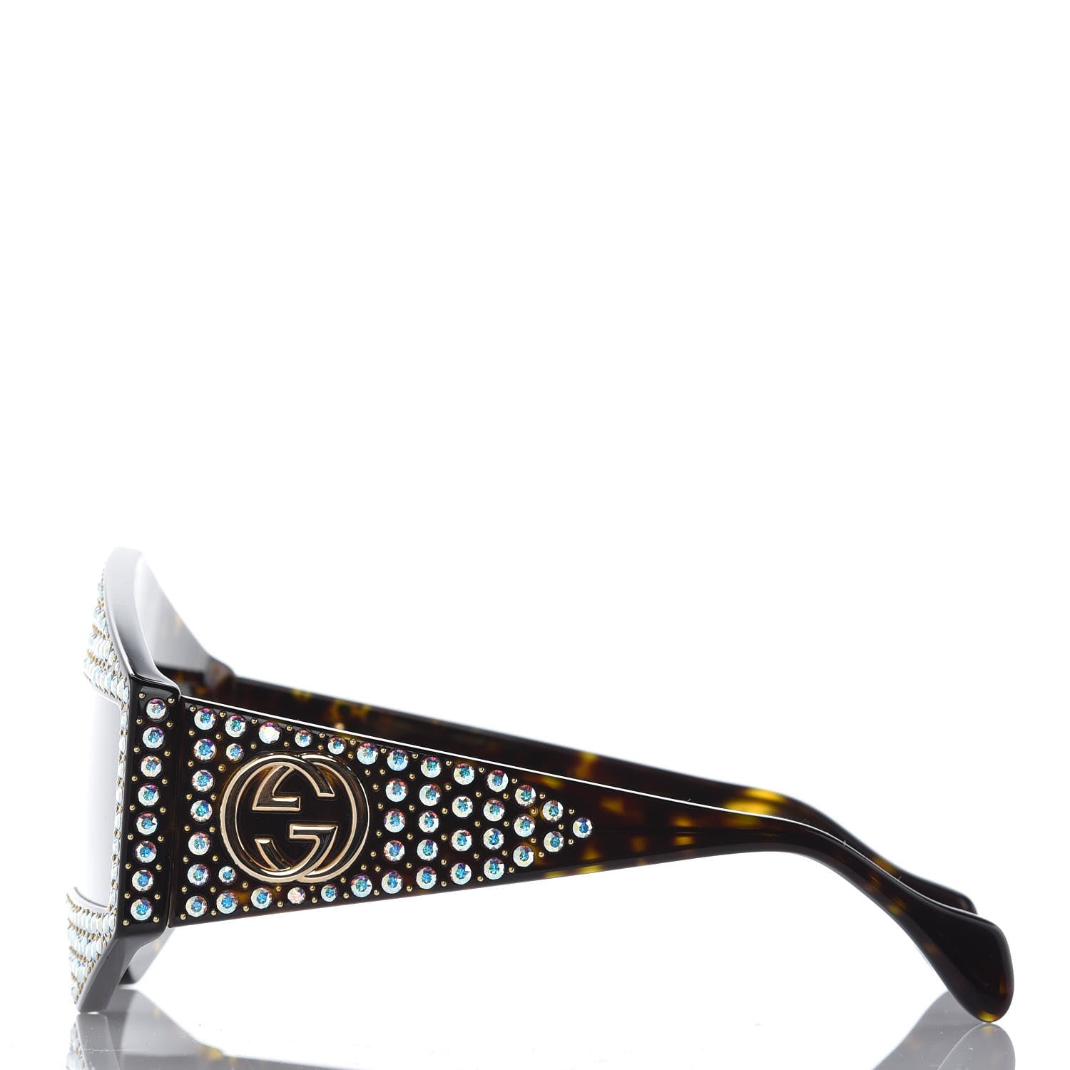 Gucci Crystal Rectangular Frame Sunglasses GG0357S Tortoiseshell 2 of 7