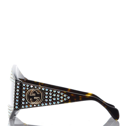 Gucci Crystal Rectangular Frame Sunglasses GG0357S Tortoiseshell 2 of 7