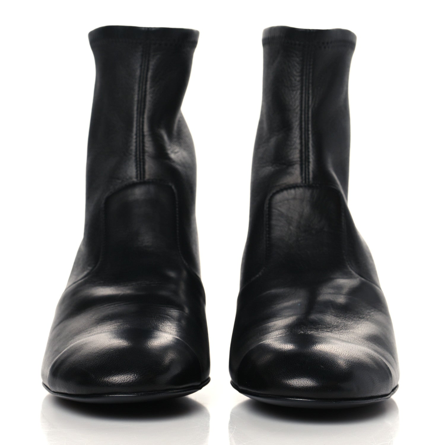Chanel Lambskin Logo Ankle Boots 38.5 Black 5 of 9
