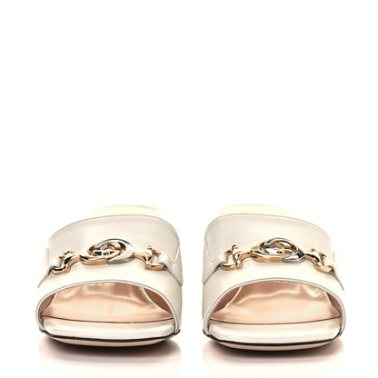 Gucci Malaga Kid Zumi Mid Heel Slide Sandals 39 Dusty White 2 of 13