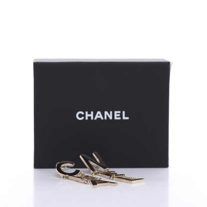 Chanel Metal Cha-Nel Logo Drop Earrings Gold 5 of 5