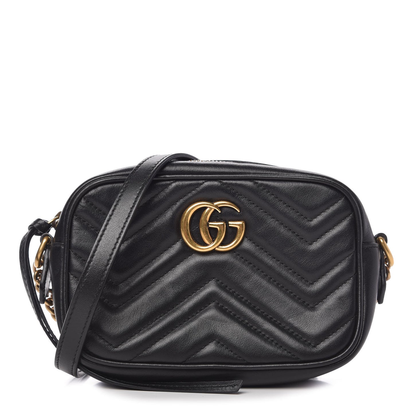 Calfskin Matelasse Mini GG Marmont Chain Shoulder Bag Black