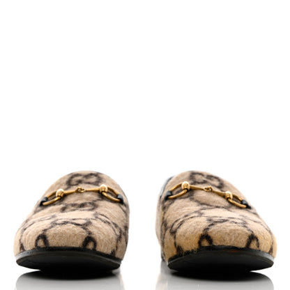 Gucci Covered Wool GG Monogram Womens Jordaan Loafers 36 Beige Ebony Black 2 of 15