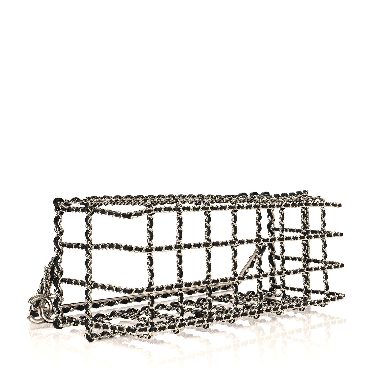 Brass Calfskin Grocery By Chanel Minaudiere Shopping Basket Silver