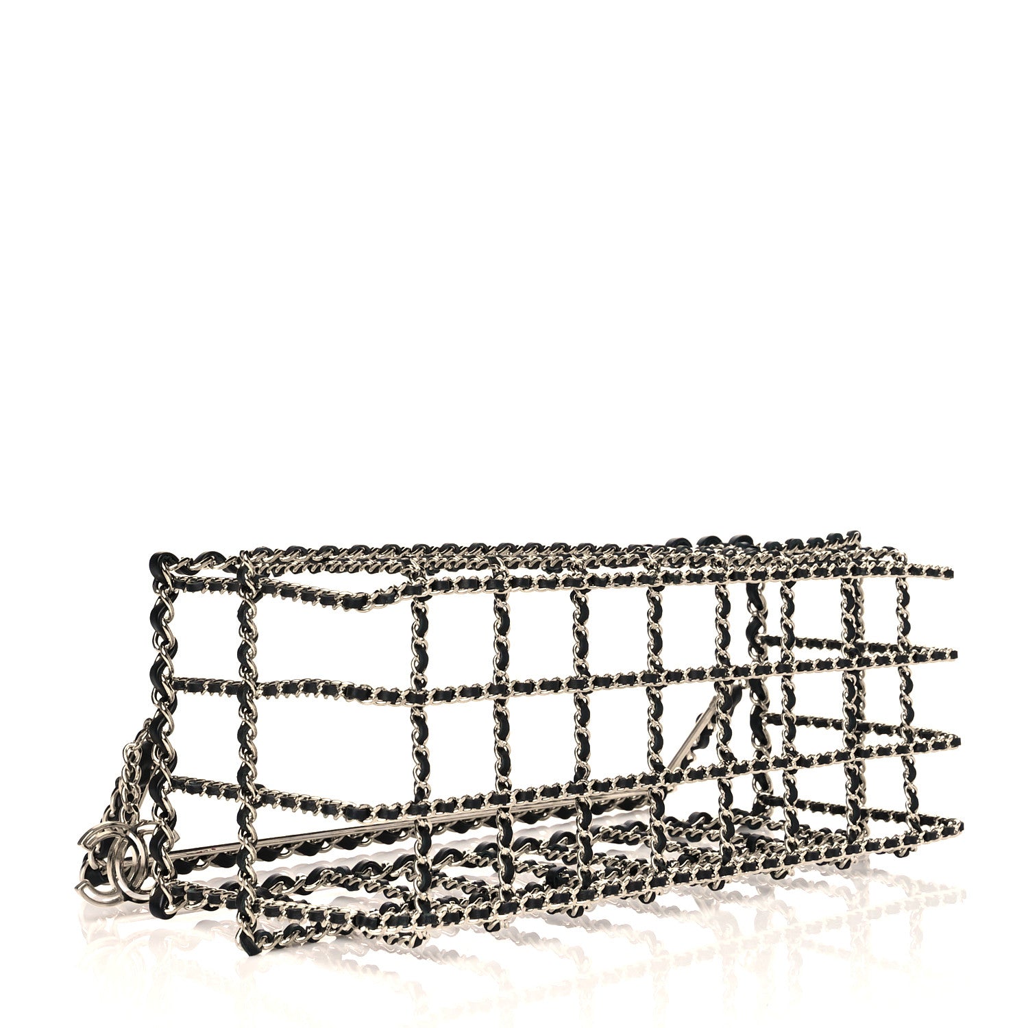 Chanel Brass Calfskin Grocery By Chanel Minaudiere Shopping Basket Silver 4 of 7