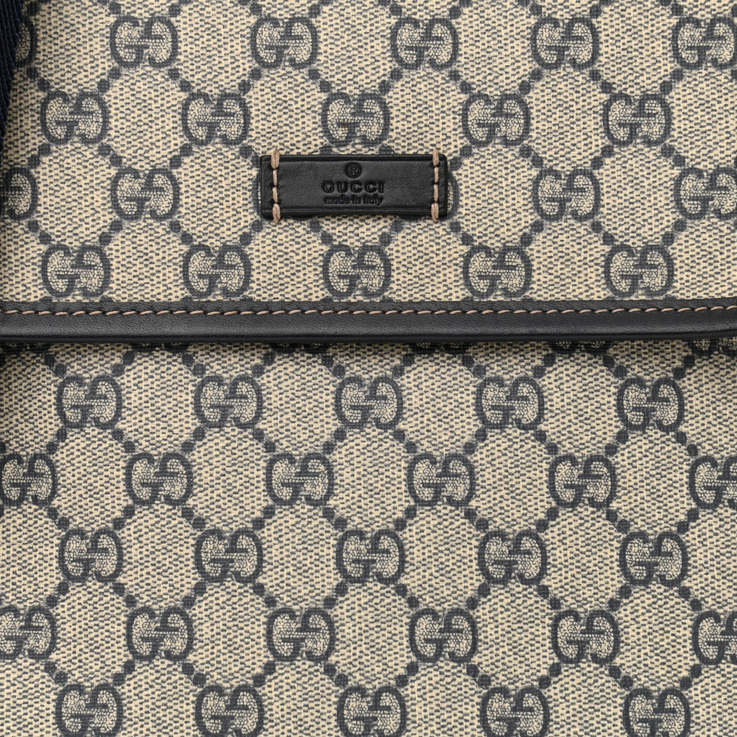 GG Plus Monogram Sellieria Calfskin Small Flap Messenger Bag Beige Blue