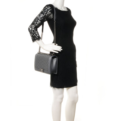 Chanel Metallic Calfskin Quilted Medium Boy Flap Dark Silver 2 of 9