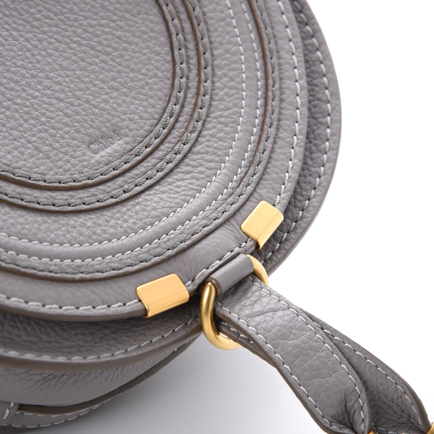 Calfskin Mini Marcie Round Crossbody Bag Cashmere Grey