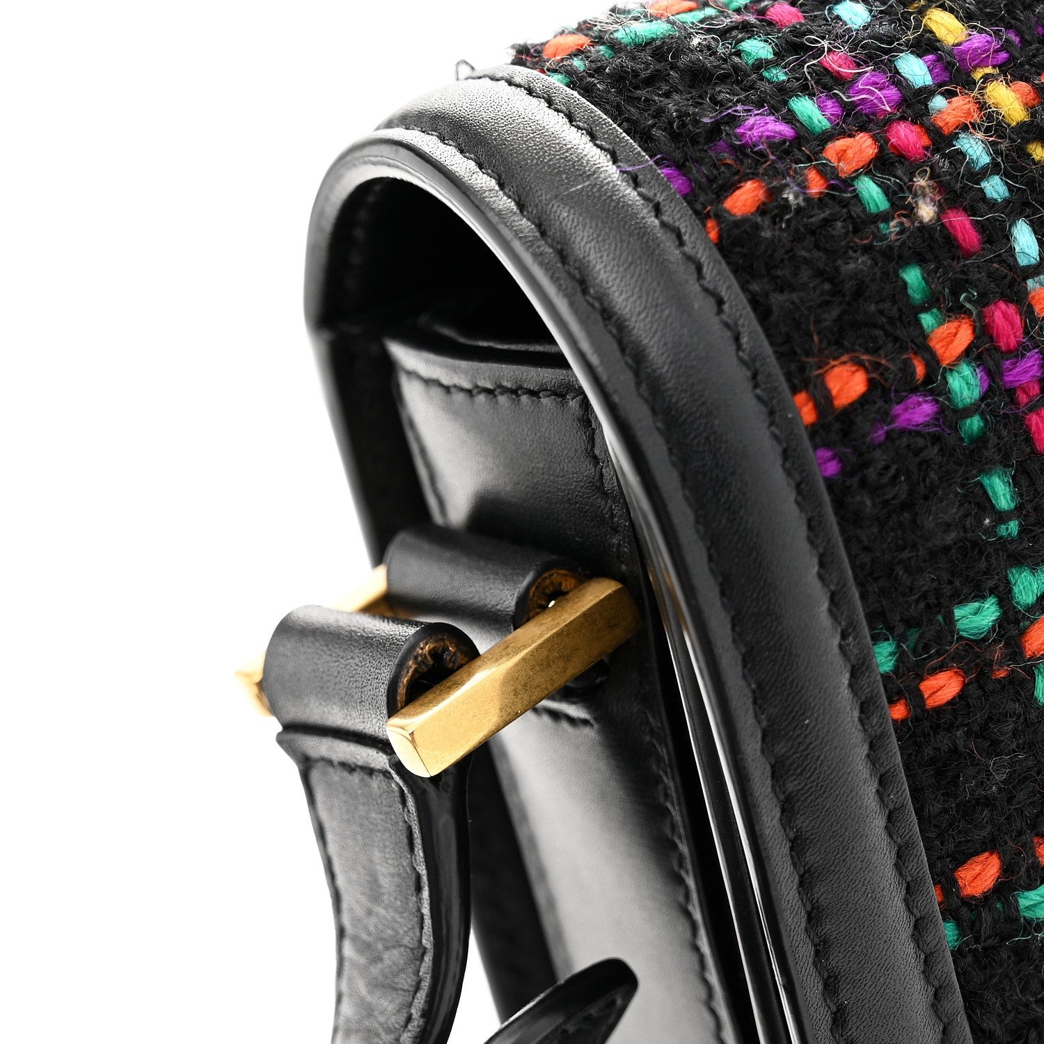 Saint Laurent Tweed Calfskin Small Solferino Satchel Black Multicolor 11 of 11