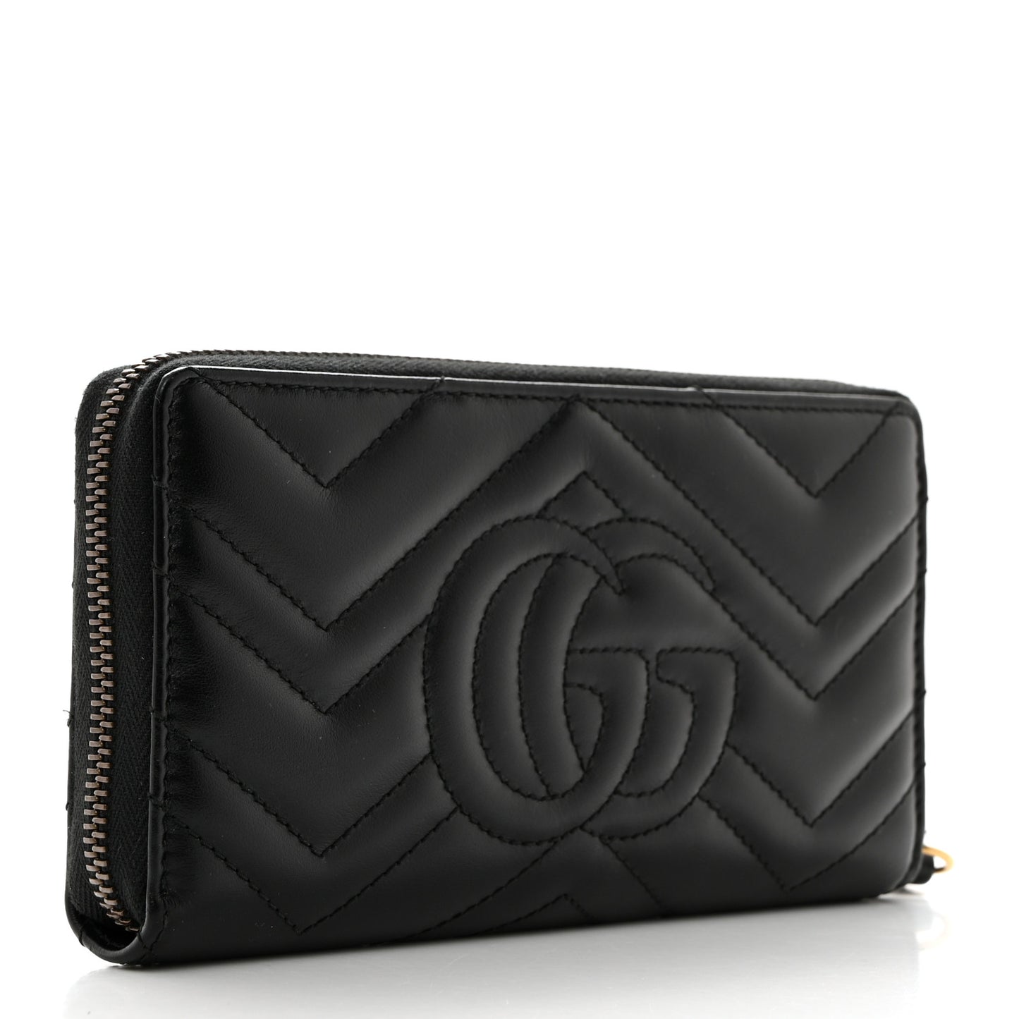 Calfskin Matelasse GG Marmont Zip Around Wallet Black