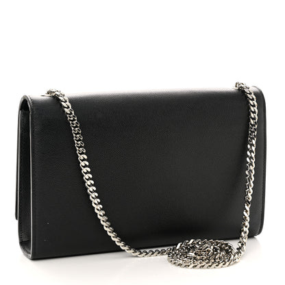 Saint Laurent Grain De Poudre Medium Classic Monogram Kate Satchel Black 3 of 11